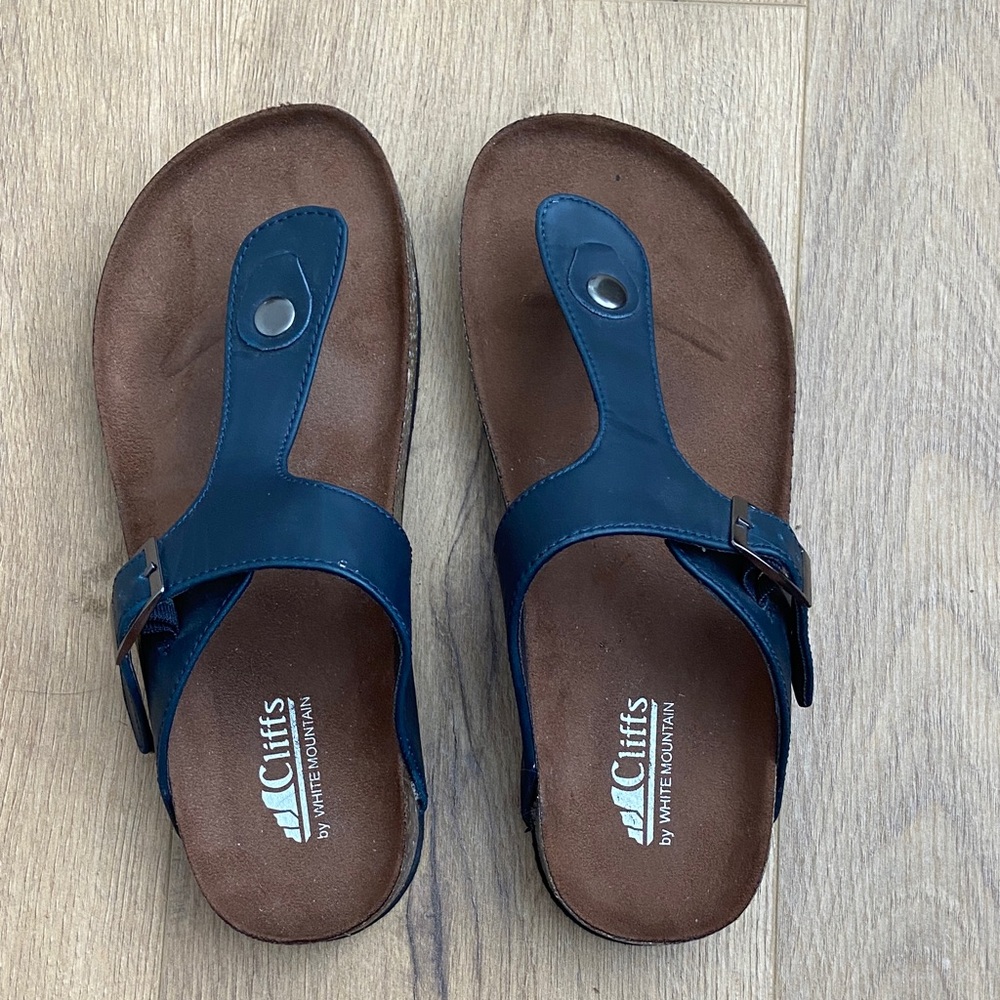 Women’s Size 8 Cliffs by WHITE MOUNTAIN Navy Blue Cork Sandals Slip On